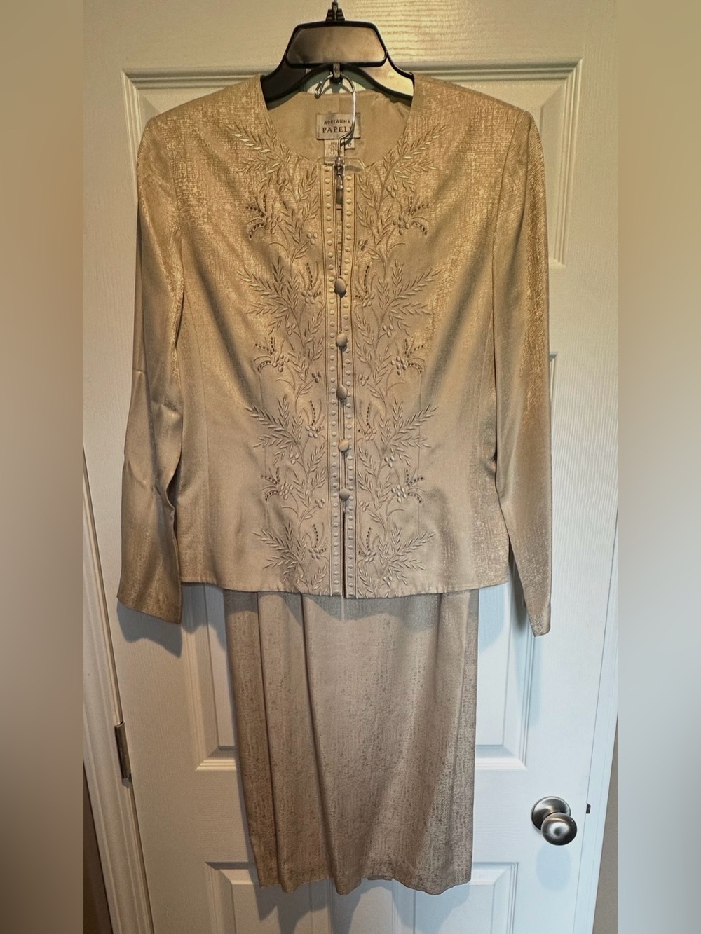 Adrianna Papell Gold Embroidered Skirt and Top Set